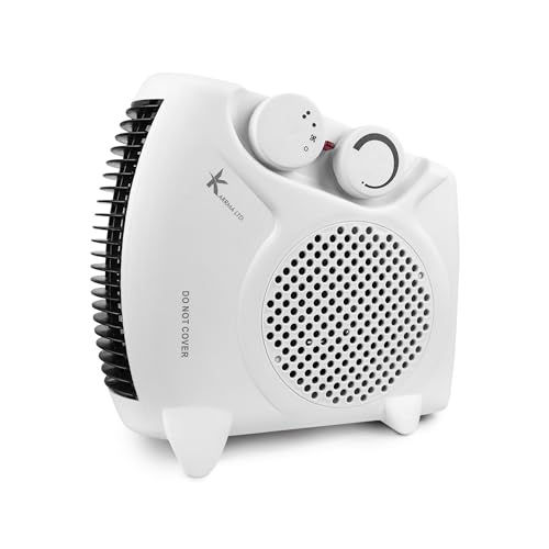 Fan Heater, 2 Heat Setting Adjustable Thermostat Portable and Compact Heater can use Upright or Flat Ideal For Small Rooms -Heater 2000W/2KW Fan Heater, 2 Heat Setting Adjustable Thermostat Portable and Compact Heater can use Upright or Flat Ideal For Small Rooms -Heater 2000W/2KW