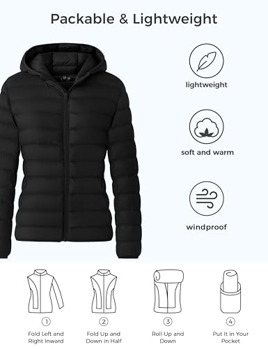 ZSHOW Women's Packable Puffer Jacket Warm Hooded Lightweight Winter Coat4