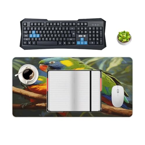 Alfombrilla para mouse grande con pintura de loro y base de goma miniatura 4