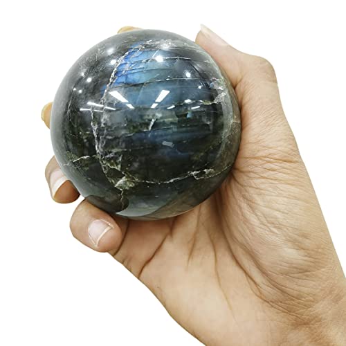 Image of Shubhanjali Labradorite Crystal Ball for Home Decorative Items 150-200 Gm Polished Round Gemstone Labradorite Stone Ball for Crystal at Home Office Desk Kids Table