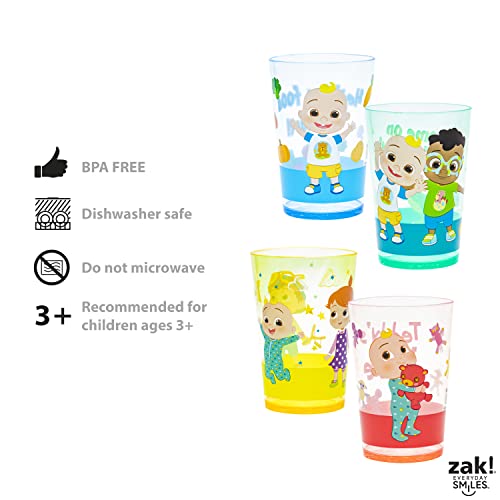 Image of Zak Designs CoComelon Nesting Tumbler Set Includes Durable Plastic Cups with Variety Artwork, Fun Drinkware is Perfect for Kids (14.5 oz, 4-Pack, Non-BPA)