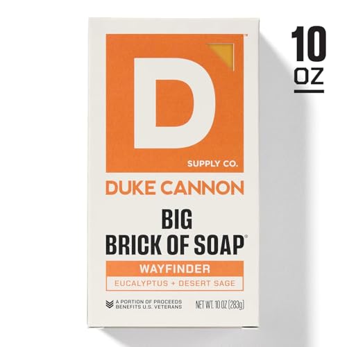 Image of Duke Cannon Supply Co. Extra Large Bar Soap - Men's Natural Soap with Masculine Scents - Made in the USA with Domestic & Globally Sourced Materials - All Skin Types - Big Brick - Wayfinder,10 oz | Eucalyptus + Desert Sage Scent - Triple-Milled Men's Bar Soap - Deep-Cleansing Bath Bar