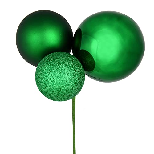 Vickerman 18" Green Ball Ornament Christmas Pick. There are 2 Picks per Pack.