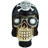 Lunsom Skull Resin Stick Shift Knob, Pirate Shape Shifting Head Shifter Lever Handle Transmission Fit Most Automatic Manual Vehicle (Black)