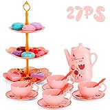27 Sets of Durable Tea Set Toys, Suitable for 3-6 Year Old Girls and Princess Tea Party Toys,...