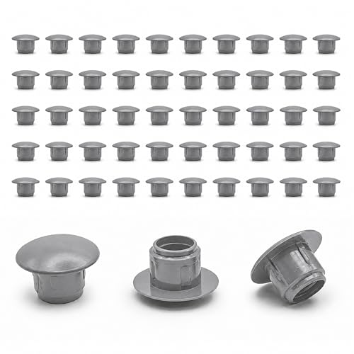 Ajile - Lot de 50 Bouchons Cache Trou Meuble Rond 8 mm - Cache Trou Plastique Gris À Clipser - pour Cacher Les Trous de Meubles, Planches & Étagères -...