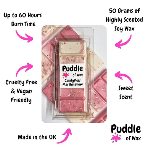 Puddle of Wax - Candyfloss Marshmallow Soy Wax Melt Snap Bar - 50 Grams - Vegan Friendly - Made in the UK - Image 4