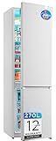 Midea Frigorífico Combi No Frost 55 cm ancho x 180 cm Blanco - Nevera libre instalación 199 L + 71 L Congelador - Refrigerador de bajo consumo con congelador vertical | Color Blanco