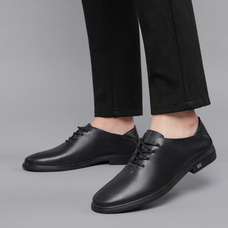 Mens All-Day Comfort Oxford Shoes Genuine Leather Lace-Up Weeding Prom Derby Shoes Comfortable Non-Slip Low Top Work Dress Shoes2