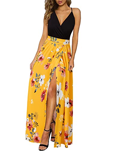 Image of Newshows Women's 2026 Lightweight Summer Wedding Guest Beach Vacation Casual V Neck Split Flowy Maxi Dress