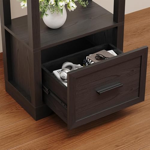 Display Shelf with 3 Color Light, Bookshelf with Drawer, Dimmable Display Cabinet for Collectibles, Bookcase, Display Case for Books, Trophies, Toys, Black - Image 6