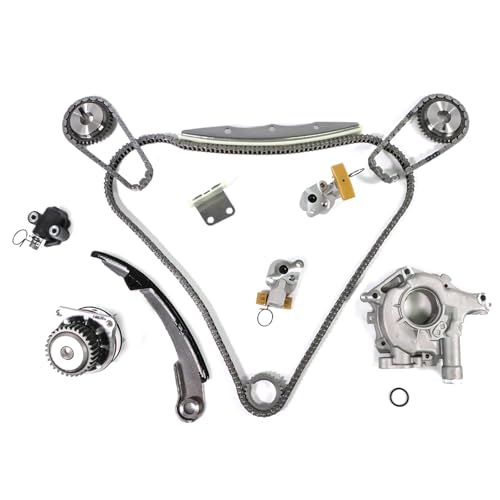 Autodevil Timing Chain Kit and Water Oil Pump 3.5L Fit for G35 2003-2007 for 350Z 2003-2006 for M35 2006-2008 for Murano 2003-2007 for Maxima 2002-2003 Car Engine Component 13028-JK00A 21010-AL528A