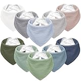 Susurration Muslin Baby Bibs 10Pack Soft Triangular Adjustable Baby Dribble Bandana Bibs with Adjustable Snaps for Unisex Baby Girls & Boys
