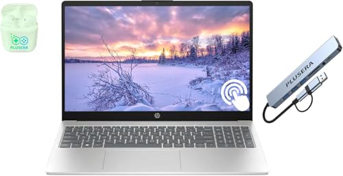 HP 15.6' Touchscreen Business Laptop, 32GB RAM 1.5TB Storage (1TB SSD+512GB Docking Station Set), 6-Cores Intel Core i3, Windows 11, PLUSERA Earphones, Silver