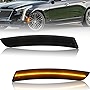 NJSBYL Side Marker Light Kits Replacement for 2016-2020 Cadillac CT6 & 2019-2020 Cadillac CT6-V Smoked Lens Amber LED Turn Signal Lamps Lights Kits Wheel Full LED Bumper Sidemarker Lamps OEM #23345080