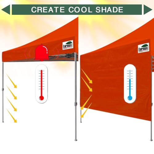 Image of Eurmax USA 10x4.8 Pop Up Canopy SunWall-UV Protection for Tents,Blocks Sunlight&Wind,Water Resistant Side Wall Only,Easy Hook & Loop Installation,Fit for 10FT Straight Leg Shelters&Gazebo,Orange