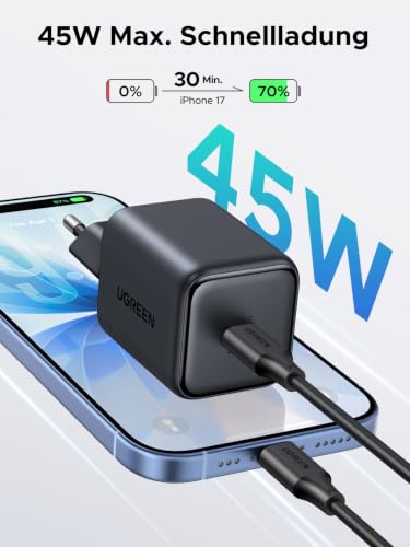 UGREEN USB C Ladegerät 45W, PD iPhone Netzteil, PPS Schnellladegerät – Ansicht 2