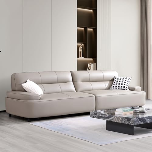 DUDEYASKY Modern Light Beige Leather Sofa Comfortable Stylish Design for