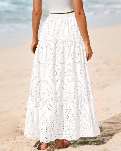 Image of BTFBM Eyelet Long Skirts for Women Beach Vacation