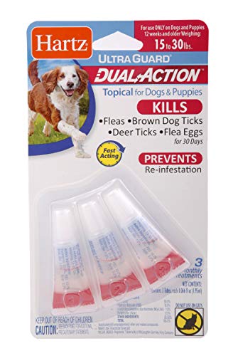 Hartz UltraGuard Dual Action Topical Flea & Tick Treatment for Dogs and Puppies - 15-30lbs, 3 Monthly Treatments