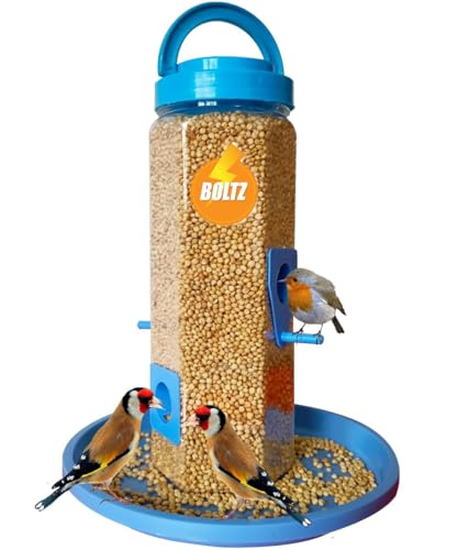 Image of Boltz Hanging Bird Feeder, 4 Feed Nozzle, Outdoor Hanging Bird Food Feeder, Bird Food Capacity Upto 1 Kg, Bird Feeder for Balcony, Ideal for All Kind and Stages Birds-(Blue)
