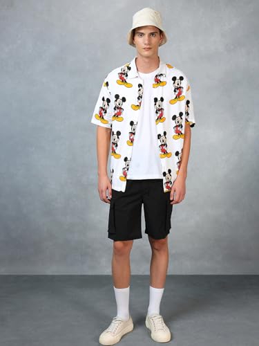 Image of Bewakoof Men's All Over Printed Oversized Fit Half Sleeve Resort Collar Rayon Shirt