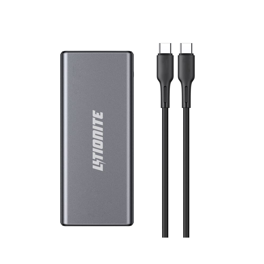 LITIONITE Capsule 65W / 30.000mAh Power Bank PD3.0 in Alluminio - 1x USB-C (65W Max) - 2x USB-A (QuickCharge 3.0) - Batteria esterna portatile per PC/Macbook/Surface/Notebook/Smartphone/Tablet