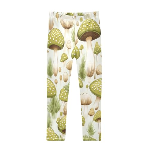Bolaz Toddler Girls Leggings Printed Yoga Pants Leggings Greent Mushrooms for Kids
