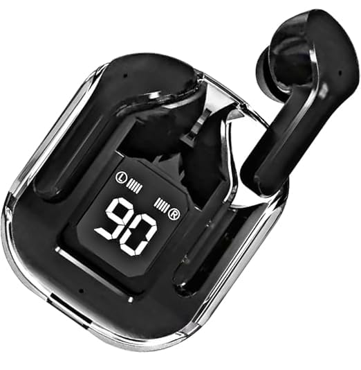 Image of Ultrapods in-Ear Wireless Earbuds, Ultrapods max TWS Bluetooth Earphones with Charging Case and LED Digital Display, Microphone, Works with iPhone Android and Bluetooth Devices (Black)