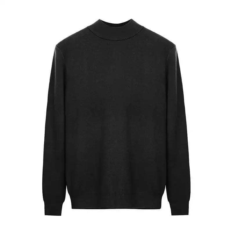 Men's Half-High Neck Solid Long-Sleeved Sweater Casual Knitwear Jumpers2