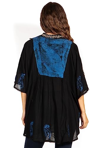 Sakkas Amori V-Neck Embroidery Poncho Top/Cover Up2