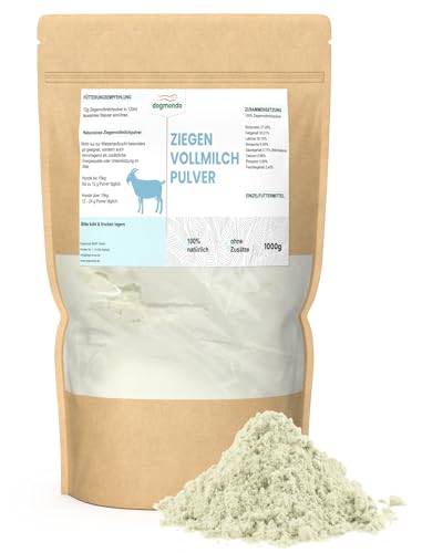 Dogmondo's Ziegenvollmilchpulver 1000g - Premium Ziegenmilch, Welpenmilch, Ersatzmilch ohne Zusätze. 100% Naturprodukt für Hunde, Katzen, Welpen und Kätzchen
