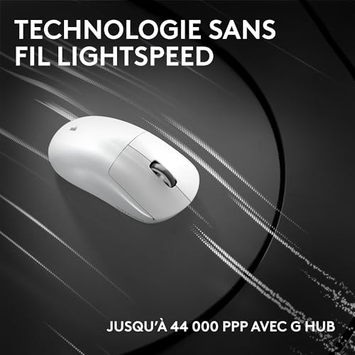 Logitech G Pro X Superlight 2c, Souris de Gaming sans Fil, Souris Pro-Grade compacte 53 g avec 5 Boutons programmables, USB-C, capteur 44K PPP, taux d’Interrogation Jusqu’à 8 kHz, PC/Mac - Noir