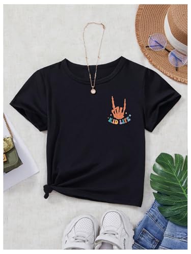 WDIRARA Toddler Girl's Letter Graphic T Shirt Crew Neck Short Sleeve Tee Cute Top2