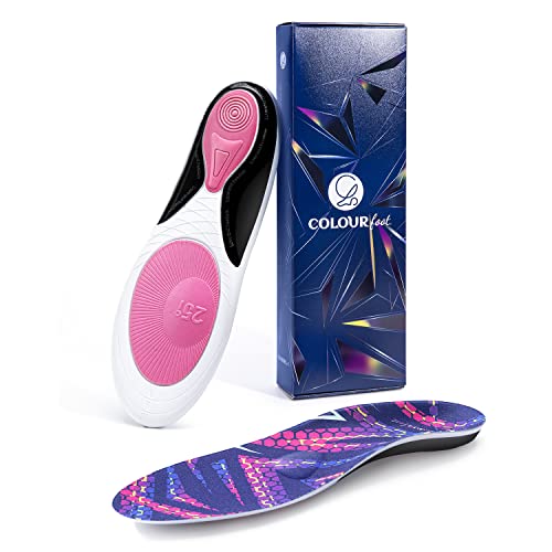COLOURfoot Athletic Insoles Orthotic Shoe Inserts with Metatarsalgia Pad for Men Women in Active Sports Walking Running Training Hiking, Flat Feet, Plantar Fasciitis, Arch Support, Pain Relief