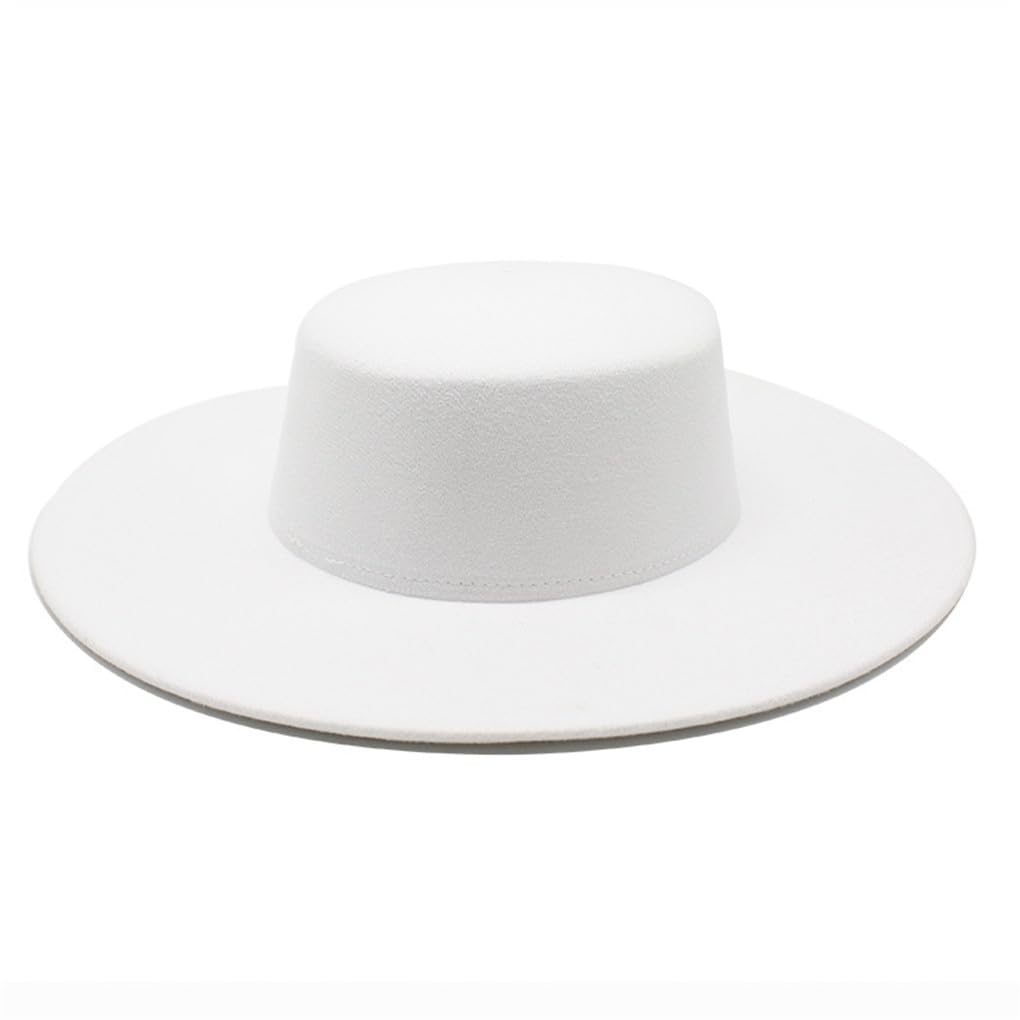 SaoBiiu Chapeau Fedora Français À Gros Bord pour Femmes, 10CM, Chapeau Derby en Laine d'hiver, Chapeaux De Jazz De Mariage, Chapeau en Feutre À Dessus Plat