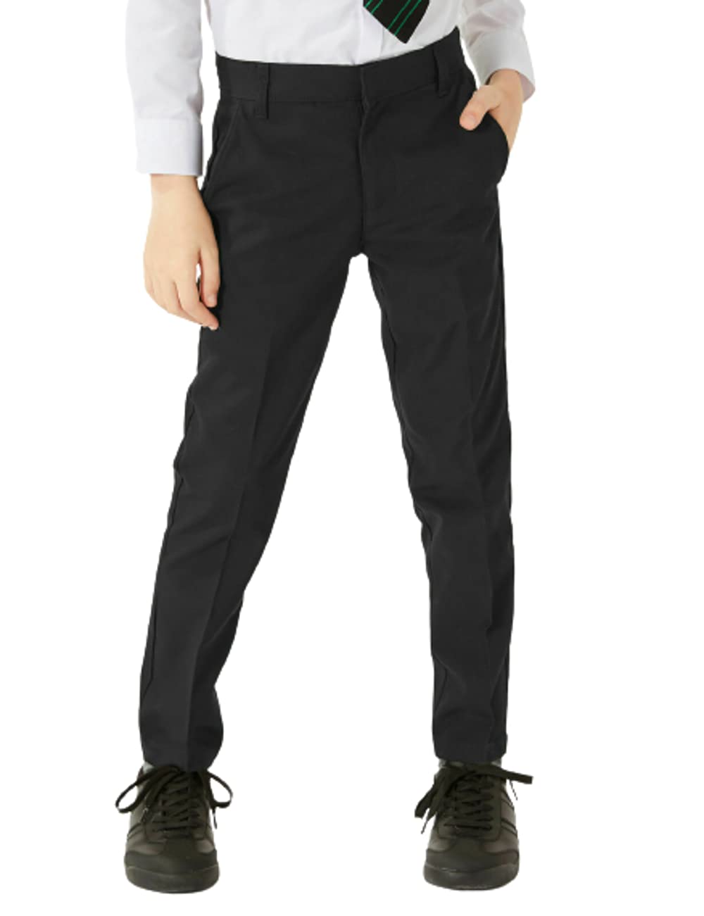 GenericEx M&S Boys School Trousers Regular/Plus/Slim FIT School Uniform Adjustable Waist Black/Grey/Charcoal/Navy 2-18 Years