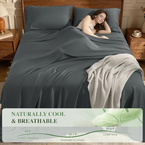 Image of 100% Organically Grown Bamboo Viscose King Sheet Set with Pockets on Side