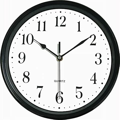 WOOPHEN Wall Clock 10 Inch Silent Non-Ticking Modern Clocks Battery Operated - Analog Small Classic for Office, Home, School, Bathroom, Kitchen, Living Room(Black) Cover