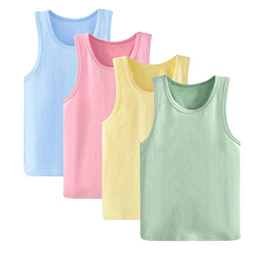 Nightaste Toddler Girl's Soft Cotton Camisoles Undershirt Little Kids Pack of 4pcs Tank Tops with Cute Prints Fits 2-9 Years