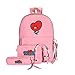 Produktbild 3-teiliger Anzug Kpop BTS Bangtan Jungen bedruckter Canvas Rucksack Casual Daypack Schultasche Büchertasche Cute Cartoon BTS Schultertasche mit BTS Federmäppchen Kosmetiktasche Pink,tata One Size