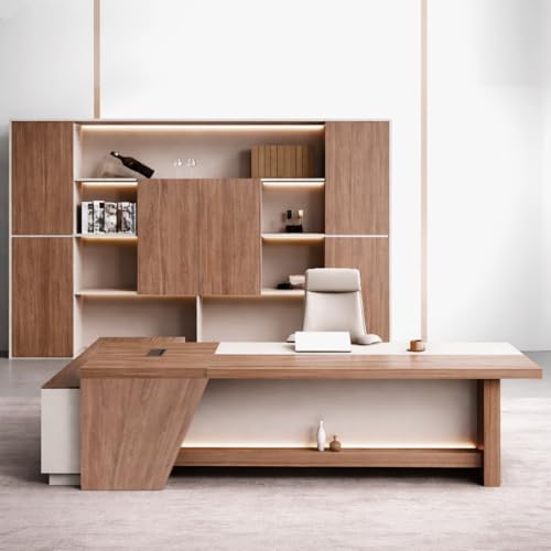Image of Lakdi The Furniture Co Director & CEO L-Shape Office Table Executive Desk Made in Particle Board with Locking Drawer, Reversible Orientation, Wire Manager 5-Year Warranty & Free Assembly-LDL-612