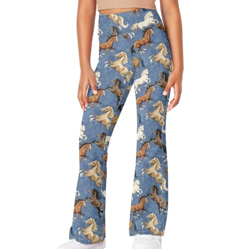 Horse Girl's Flare Leggings High Waisted Yoga Pants Bootcut Dance Casual Pants Activewear Kids Bell Bottoms3