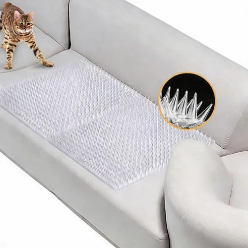 Yiteshi 10 Packs Scat Mat for Cats, 13X16 inches Pet Deterrent Spikes, Indoor Outdoor Humane Cat Repellent Fence (Transparent)