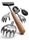 HELDSON® Extendable Back Scratcher [5 Scratching Heads] - Bear Claw Scratchers with Wooden Handle - Telescopic Backscratchers for Adults - Scalp Tickler Massage Tool - Gifts for Men, Women & Kids