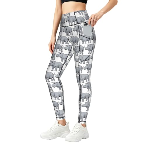 Pantalones de yoga para mujer mallas elásticas de entrenamiento con bolsillos estampado animal