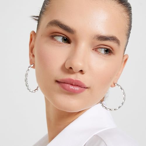 RANKEEF Large Twisted Hoop Earrings for Women with Shiny Cubic Zirconia Hypoallergenic 925 Silver Post Forever Love Hoops Trendy 3D Laser-Cut Sturdy Lightweight Big Twisted Gold Hoops4