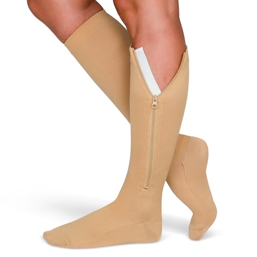 Image of TheraMagic Zipper Compression Socks for Men & Women, 20-30mmHg Closed Toe Graduated Zippered Compression Stocking