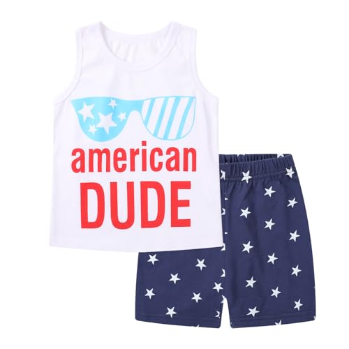 Image of HILEELANG Toddler Boy Summer Short Clothes Sets Cotton Crewneck Tees Shorts Pocket Adjustable Knite Shorts Playwear Sets