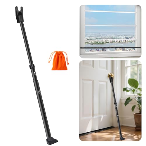 MIGUBIGU Barra di Sicurezza Regolabile per Porte, Securite Porte d'Entrée, Regolabile 59-123 cm, Barra Sicurezza Porta per Porte e Finestre Scorrevoli, per Appartamenti, Camere di Hotel e Case Nero